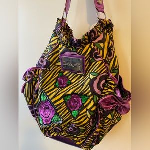 Betseyville by Betsey Johnson Vintage Floral and Tiger Print Hobo Bag